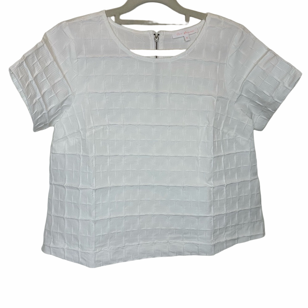 NWOT Ces FEMME White Textured Blouse Size Small
